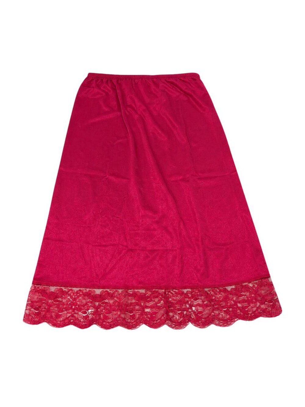 Vintage Burgundy Wine Red Nylon Half Slip Lace Hem Large Made USA ILGWU - Picture 2 of 5